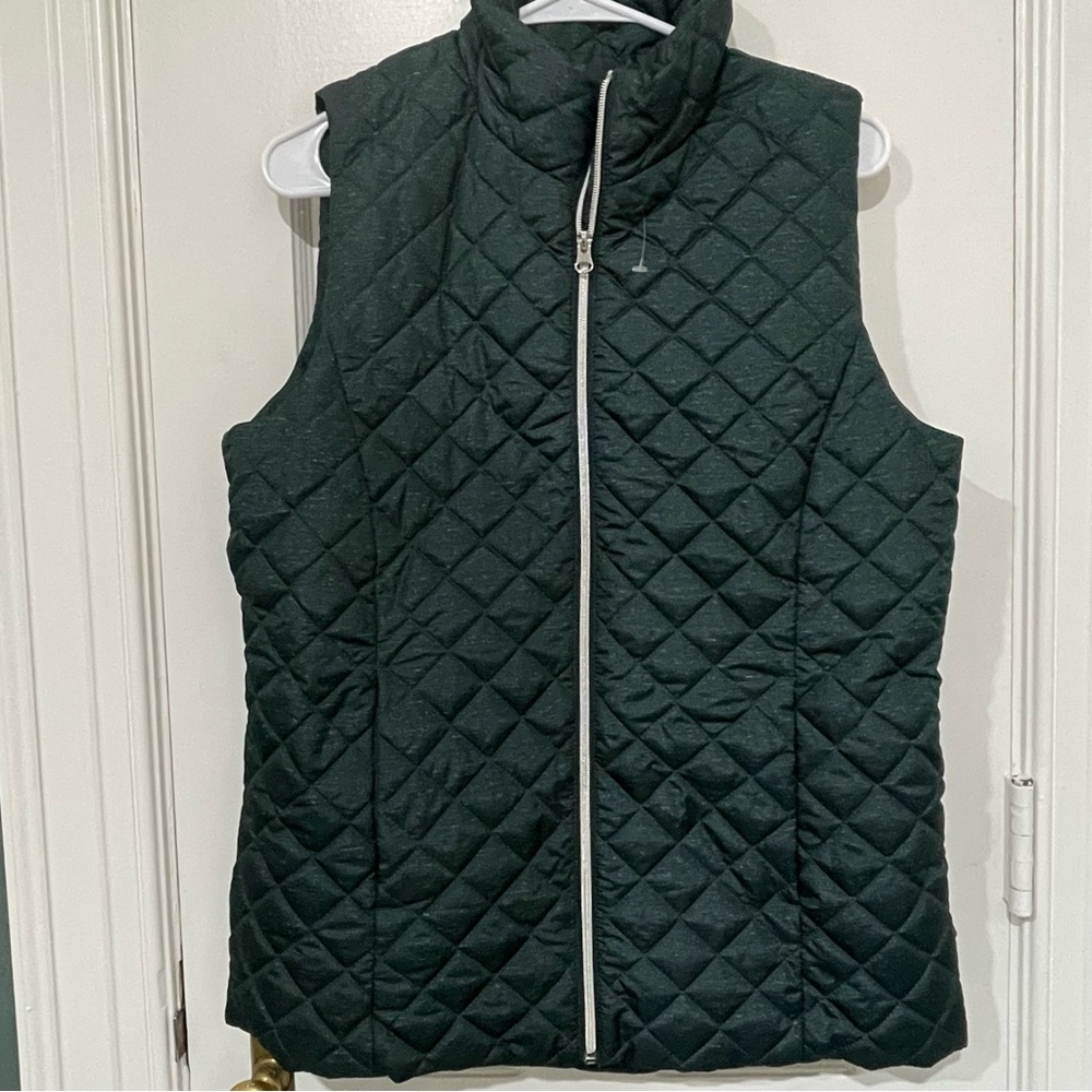 Banana Republic Quilted Puff Vest Forest Green Medium Women’s